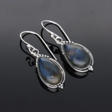 Csepp fülbevaló díszes foglalattal - LABRADORIT