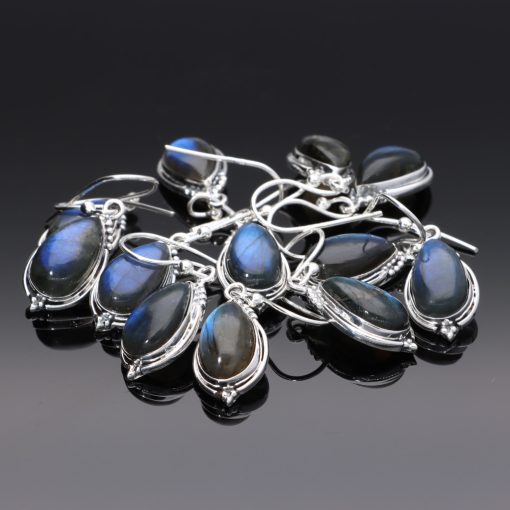 Csepp fülbevaló díszes foglalattal - LABRADORIT