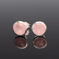Fazettált Rózsakvarc fülbevaló-Kerek