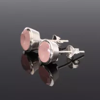 Fazettált Rózsakvarc fülbevaló-Kerek