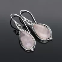 Csepp fülbevaló díszes foglalattal - RÓZSAKVARC