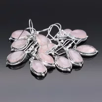 Csepp fülbevaló díszes foglalattal - RÓZSAKVARC