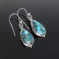 Csepp fülbevaló díszes foglalattal - TÜRKIZ-PIRIT