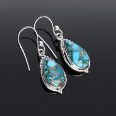 Csepp fülbevaló díszes foglalattal - TÜRKIZ-PIRIT