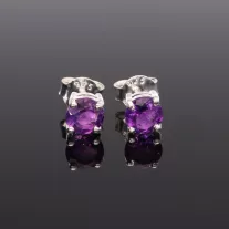   Fazettált kerek ezüst fülbevaló-Különböző ásványokkal