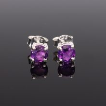 Fazettált kerek ezüst fülbevaló-Különböző ásványokkal