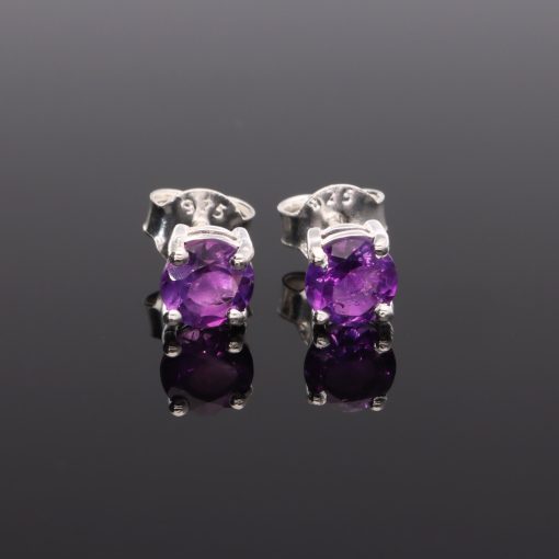 Fazettált kerek ezüst fülbevaló-Különböző ásványokkal