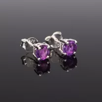   Fazettált kerek ezüst fülbevaló-Különböző ásványokkal