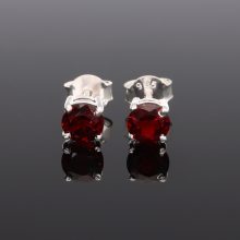 Fazettált kerek ezüst fülbevaló-Különböző ásványokkal