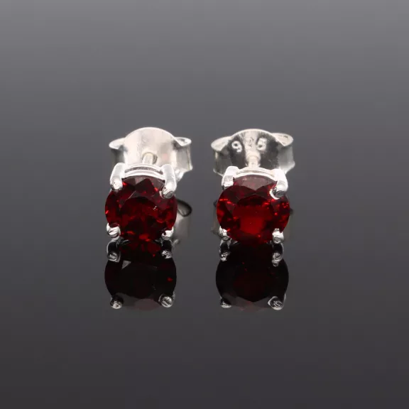 Fazettált kerek ezüst fülbevaló-Különböző ásványokkal