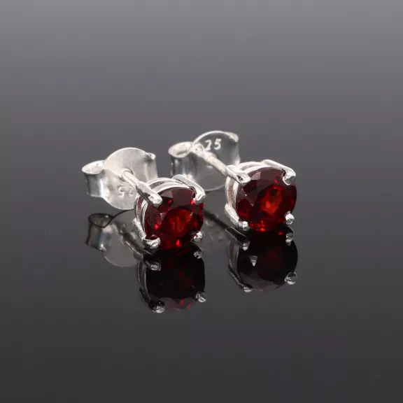 Fazettált kerek ezüst fülbevaló-Különböző ásványokkal