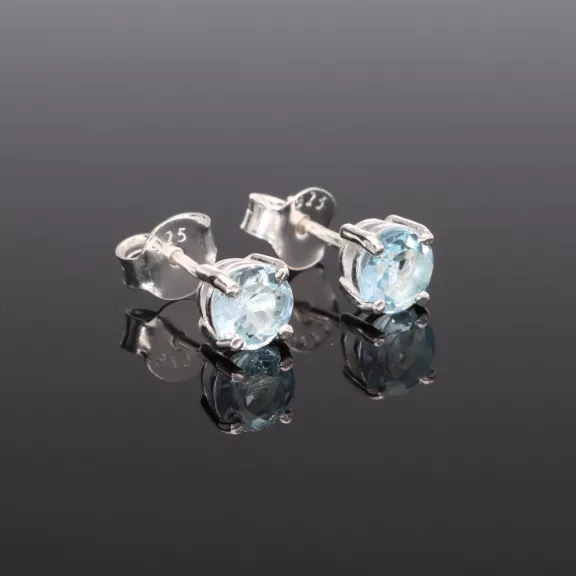 Fazettált kerek ezüst fülbevaló-Különböző ásványokkal