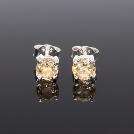 Fazettált kerek ezüst fülbevaló-Különböző ásványokkal