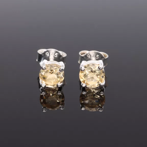 Fazettált kerek ezüst fülbevaló-Különböző ásványokkal