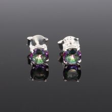 Fazettált kerek ezüst fülbevaló-Különböző ásványokkal