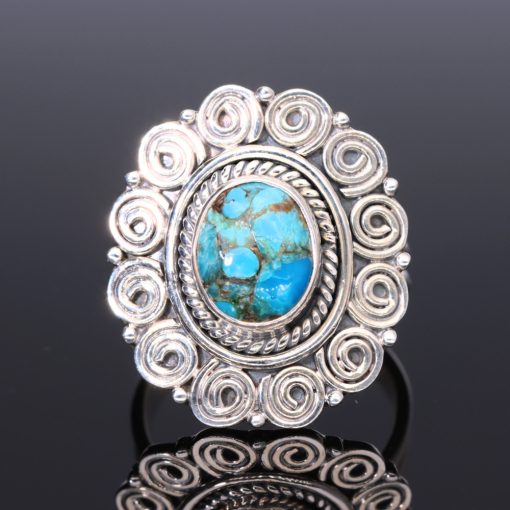 Türkiz díszes foglalatú ezüst gyűrű