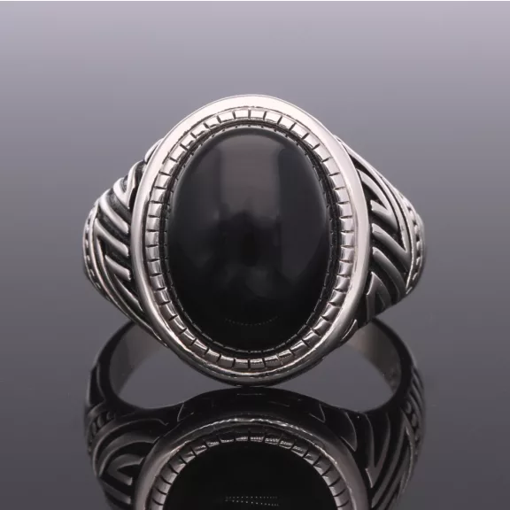 Ónix köves férfi pecsétgyűrű-Ovál