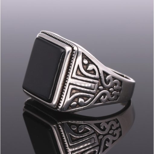 Ónix köves férfi pecsétgyűrű-Négyzet