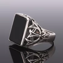 Ónix köves férfi pecsétgyűrű-Téglalap