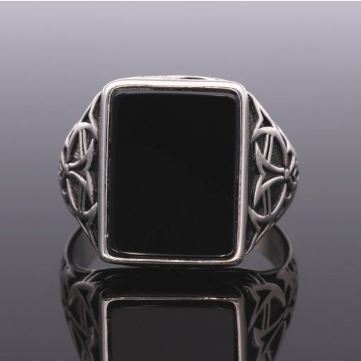 Ónix köves férfi pecsétgyűrű-Téglalap