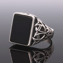 Ónix köves férfi pecsétgyűrű-Téglalap