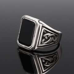 Ónix köves férfi pecsétgyűrű-Kelta mintás