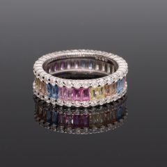 Színes bagett Cirkónia Ezüst gyűrű 