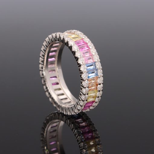 Színes bagett Cirkónia Ezüst gyűrű 