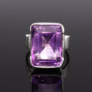  Fazettált Ametiszt ÉKKŐ gyűrű-Szögletes