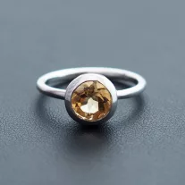 Kerek Citrin Ezüst Gyűrű
