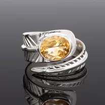 Leveles nyitott Citrin ezüst gyűrű 