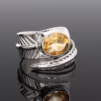 Leveles nyitott Citrin ezüst gyűrű 