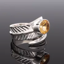 Leveles nyitott Citrin ezüst gyűrű 