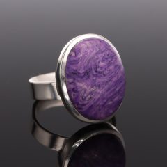 Ovál Csaroit köves ezüst gyűrű