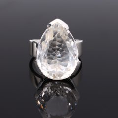 Fazettált Hegyikristály Ezüst Gyűrű-Csepp