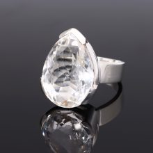 Fazettált Hegyikristály Ezüst Gyűrű-Csepp