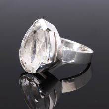 Fazettált Hegyikristály Ezüst Gyűrű-Csepp