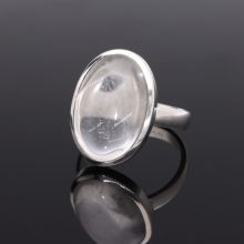 Ovál Hegyikristály ezüst gyűrű letisztult ezüst foglalattal