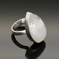 Holdkő ezüst gyűrű csepp 58-as