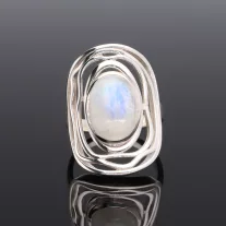 Ovál Holdkő gyűrű széles-hullámos foglalattal