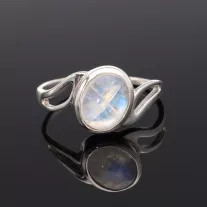 Aszimmetrikus hullám ezüst gyűrű - Holdkő