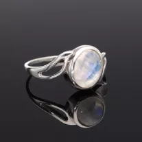 Aszimmetrikus hullám ezüst gyűrű - Holdkő