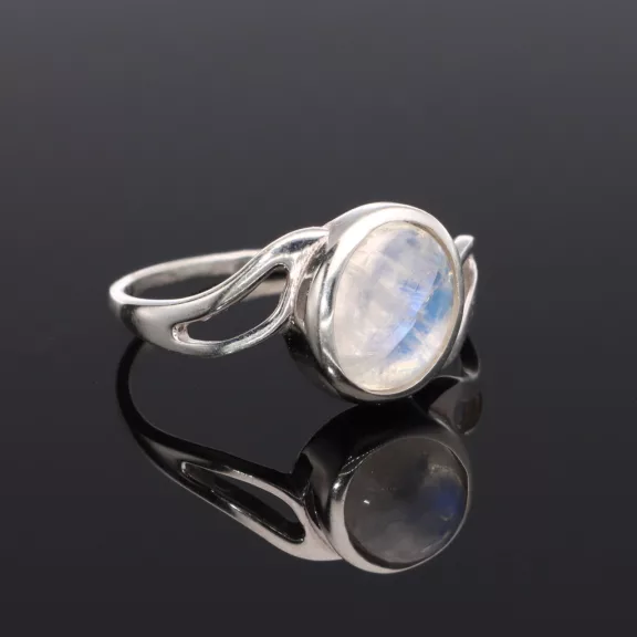 Aszimmetrikus hullám ezüst gyűrű - Holdkő