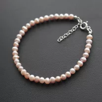 Tenyésztett Gyöngy karkötő - 5 mm - Púder