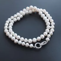 Édesvízi Tenyésztett Gyöngysor Díszes zárszerkezettel - 8mm Fehér -Gyöngyház