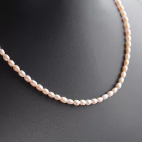   Színes Félmerev, ovális Tenyésztett Gyöngy Kolié - Barack