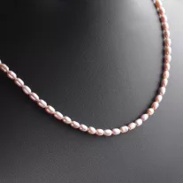   Színes Félmerev, ovális Tenyésztett Gyöngy Kolié - Púder lila