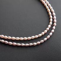   Színes Félmerev, ovális Tenyésztett Gyöngy Kolié - Púder lila