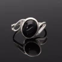 Aszimmetrikus hullám ezüst gyűrű - Ónix