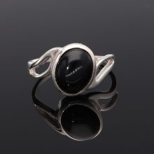 Aszimmetrikus hullám ezüst gyűrű - Ónix